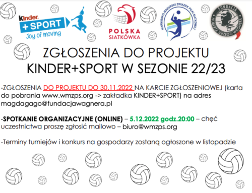 Zgłoszenia do projektu Kinder+Sport w sezonie 22/23